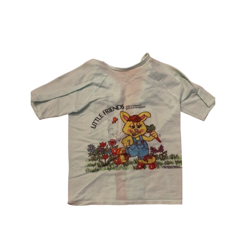 Vintage 1984 Medline Little Friends Bunny Roller Skating Shirt Gown Blue Medium